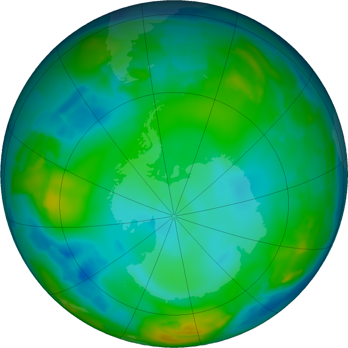 Antarctic ozone map for 19 June 2011